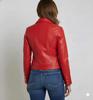 Women Lambskin Leather Jacket Genuine Trucker Stylish Red Soft Casual Handmade