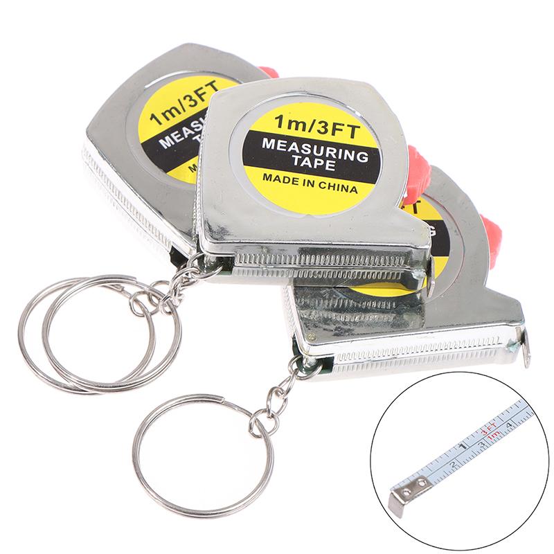1M/3Ft Retractable Stainless Steel Pocket Measuring Ruler Tape Measure Keychain