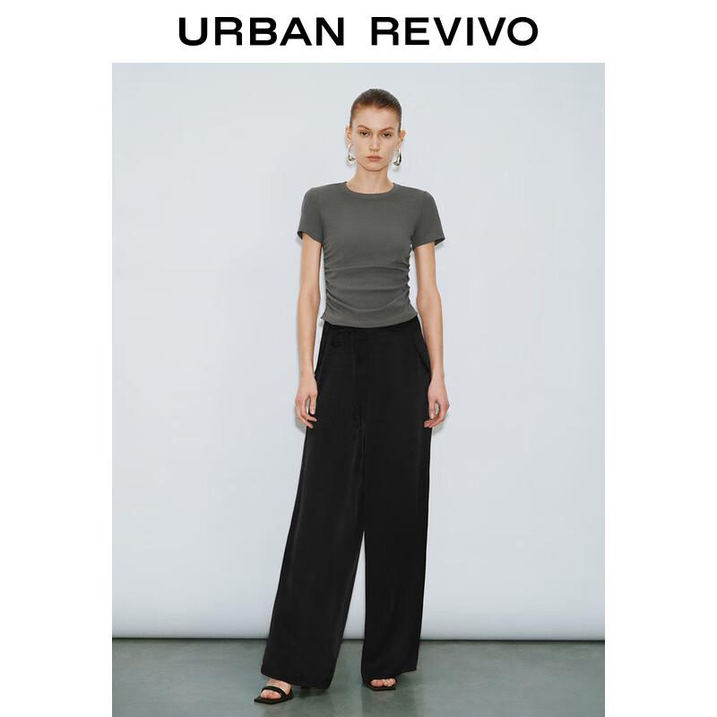 UR 2024 Autumn Women's Drapey Tie-waist Wide-leg Pants