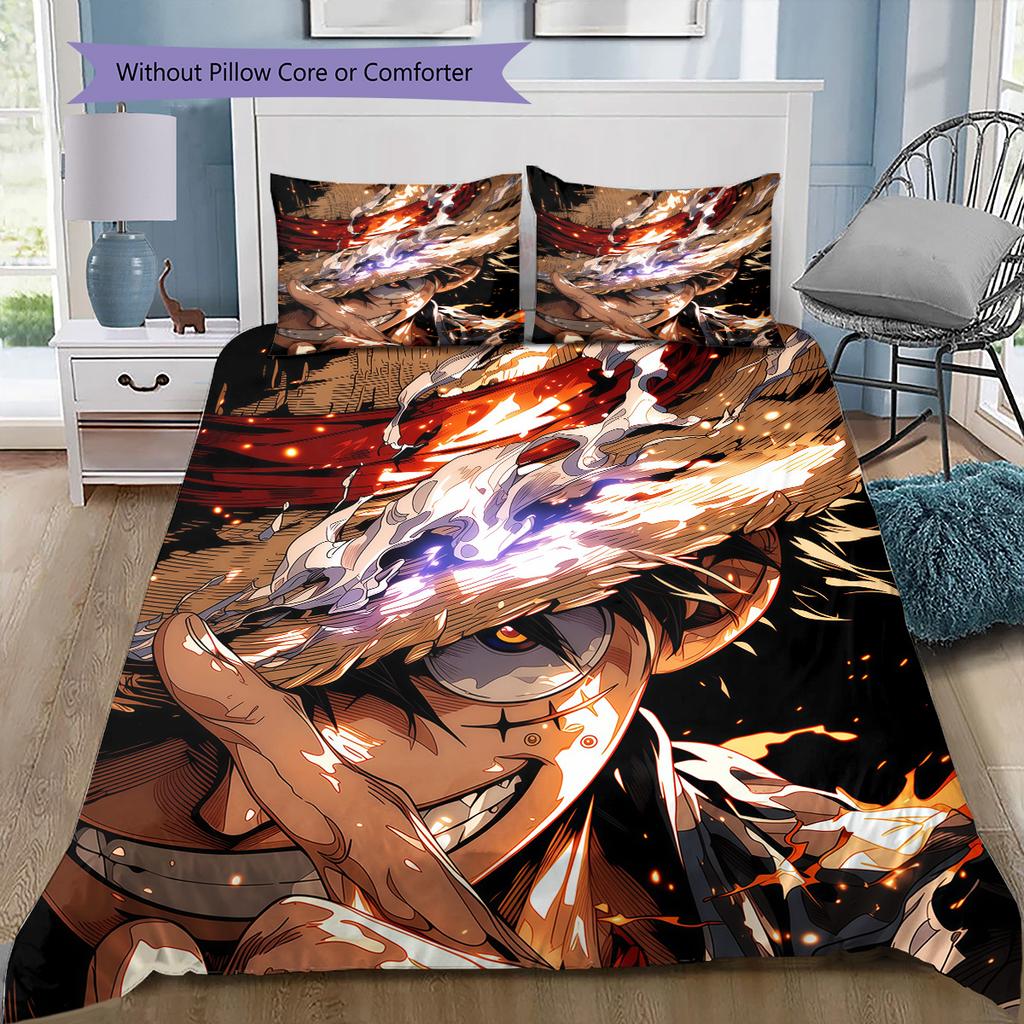 One Piece Luffy Gear 5 Nika Bedding Set, 1 Duvet Cover & 2 Pillowcases, Home Bedroom, Perfect Gift for Fans