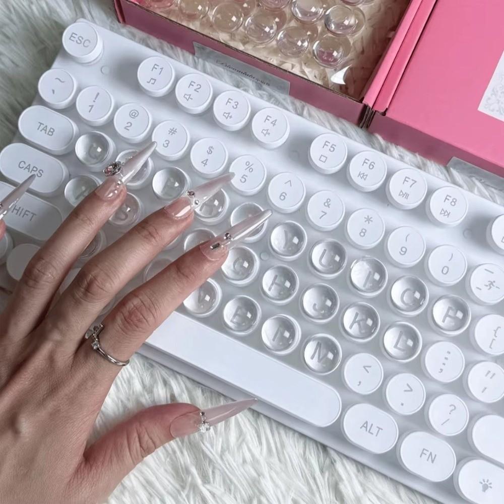 3D Clear Raised Keyboard Stickers Raised Pad Transparent Long Nails Keyboard Stickers Silicone Thick 3D Keyboard Stickers