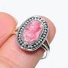 Natural Rhodochrosite Gemstone 925 Solid Sterling Silver Jewelry Ring S.8 H9n50