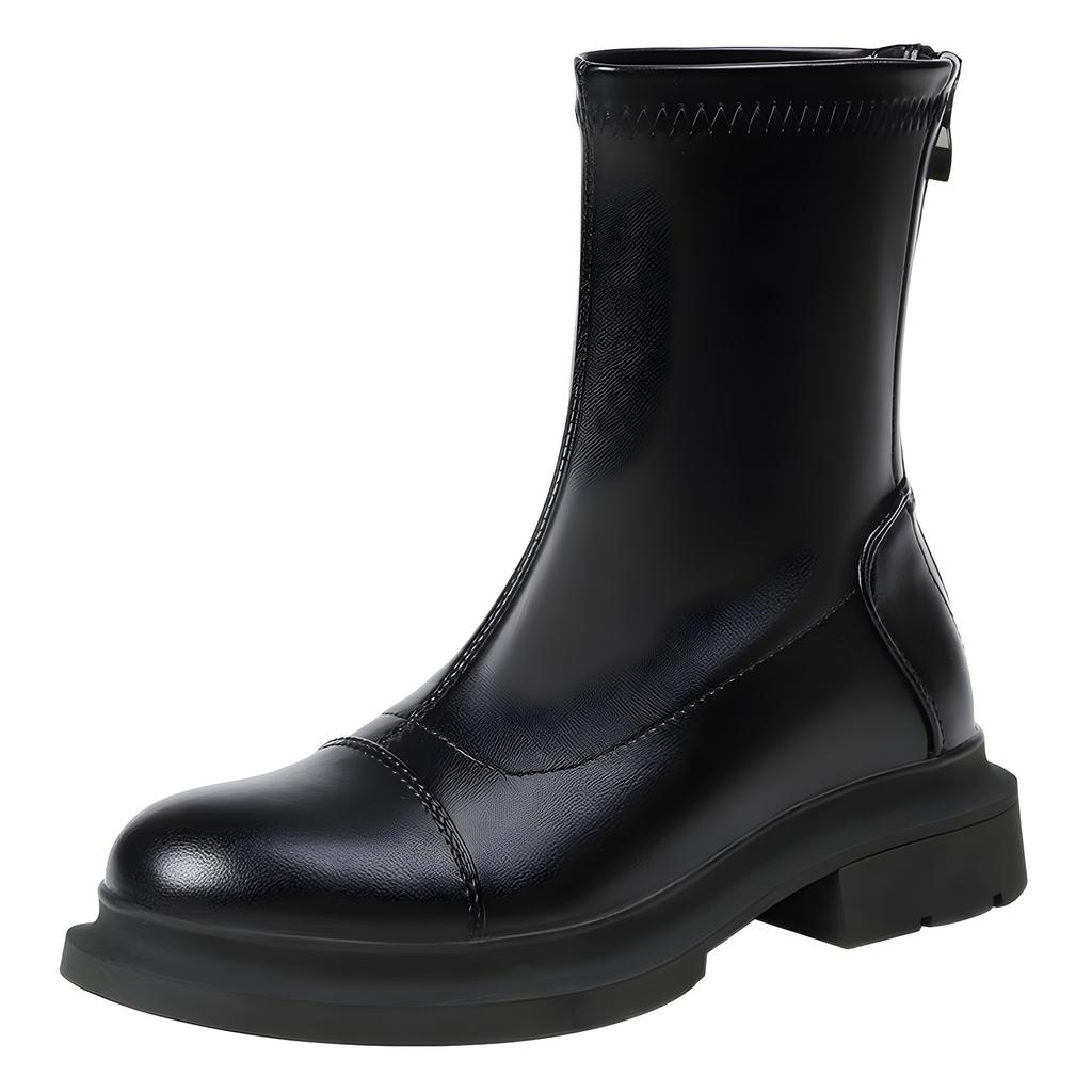 Stretch Thin Boots New Retro Women's Ankle Boots British Style Spring and Autumn Round Toe Thin Boots