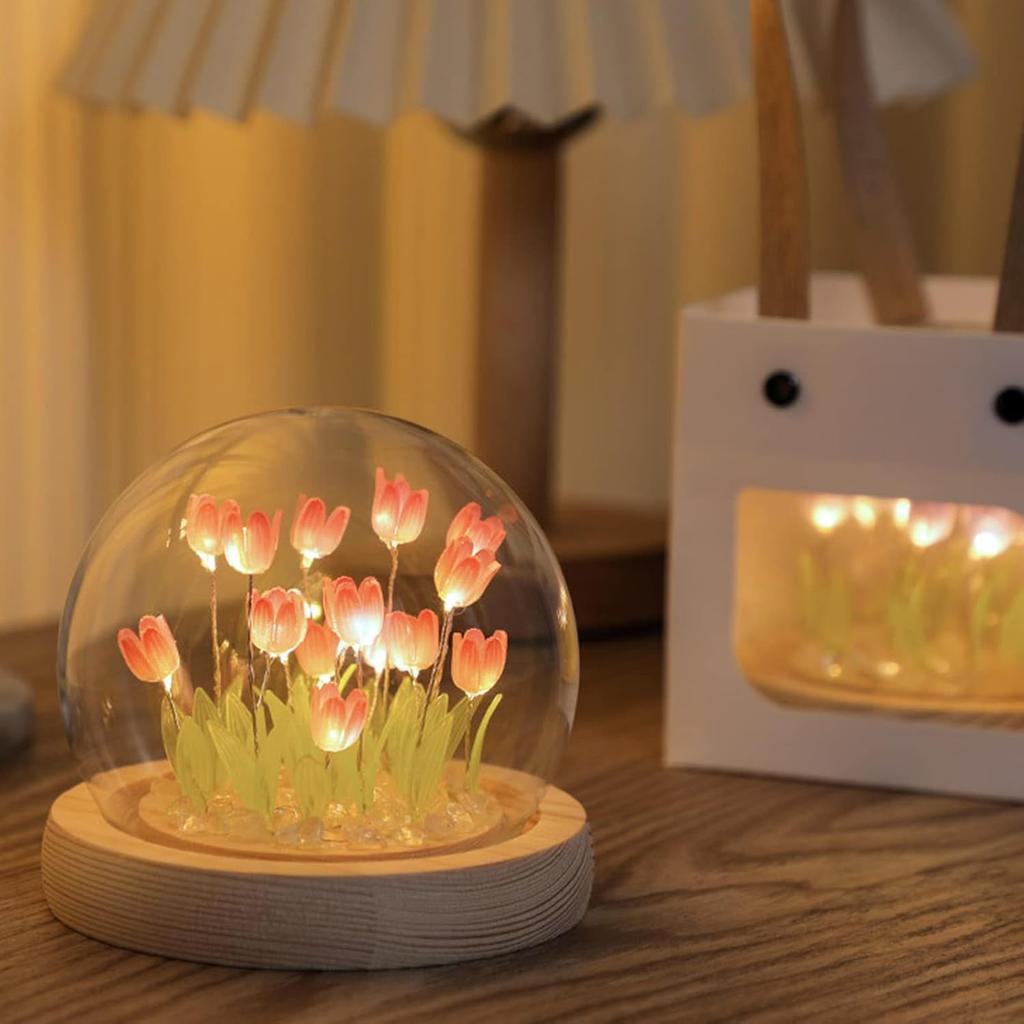 Tulip Night Light Table Lamp, Romantic Tulip Ambient Light, Handmade LED Bedroom Lamp,Simulation Flower Light for Lovers,Friends Birthday Christmas