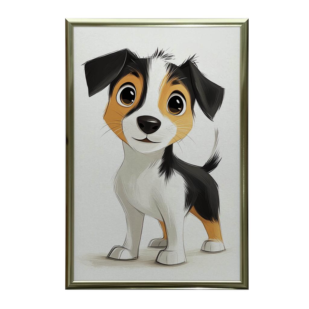 Jack Russell Terrier Dog Poster Jack Russell Terrier Dog Poster, 50X70 Cm, Dark Brown Wooden Frame, 230 Gsm Matte Paper