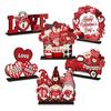 6 шт. деревянных табличек на стол ко Дню святого Валентина, красные гномы, сердечки, грузовики, настольные центральные украшения для романтического фермерского дома, многоярусный поднос, декор