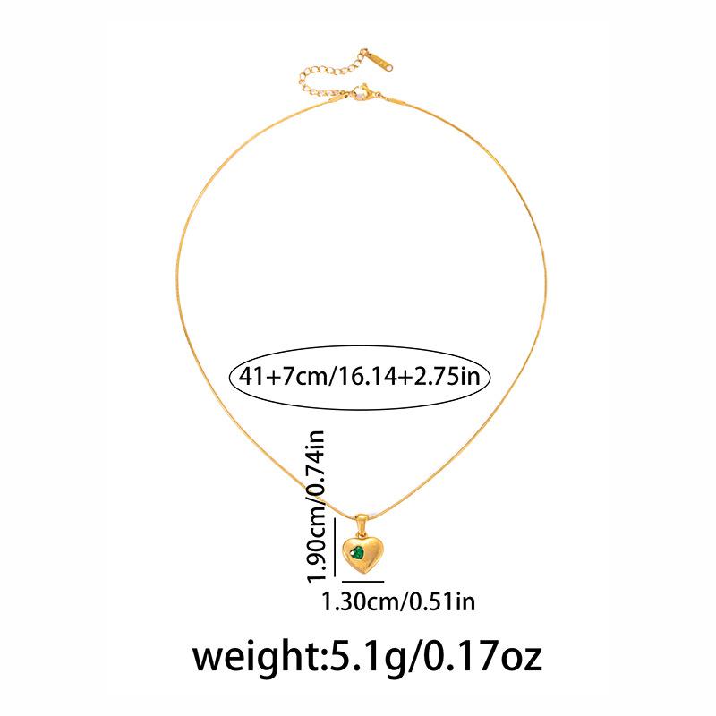 Trendy Fashion Gold Plated Zircon Stainless Steel Love Heart Pendant Necklace Women's High-grade Bamboo Clavicle Chain Sporty