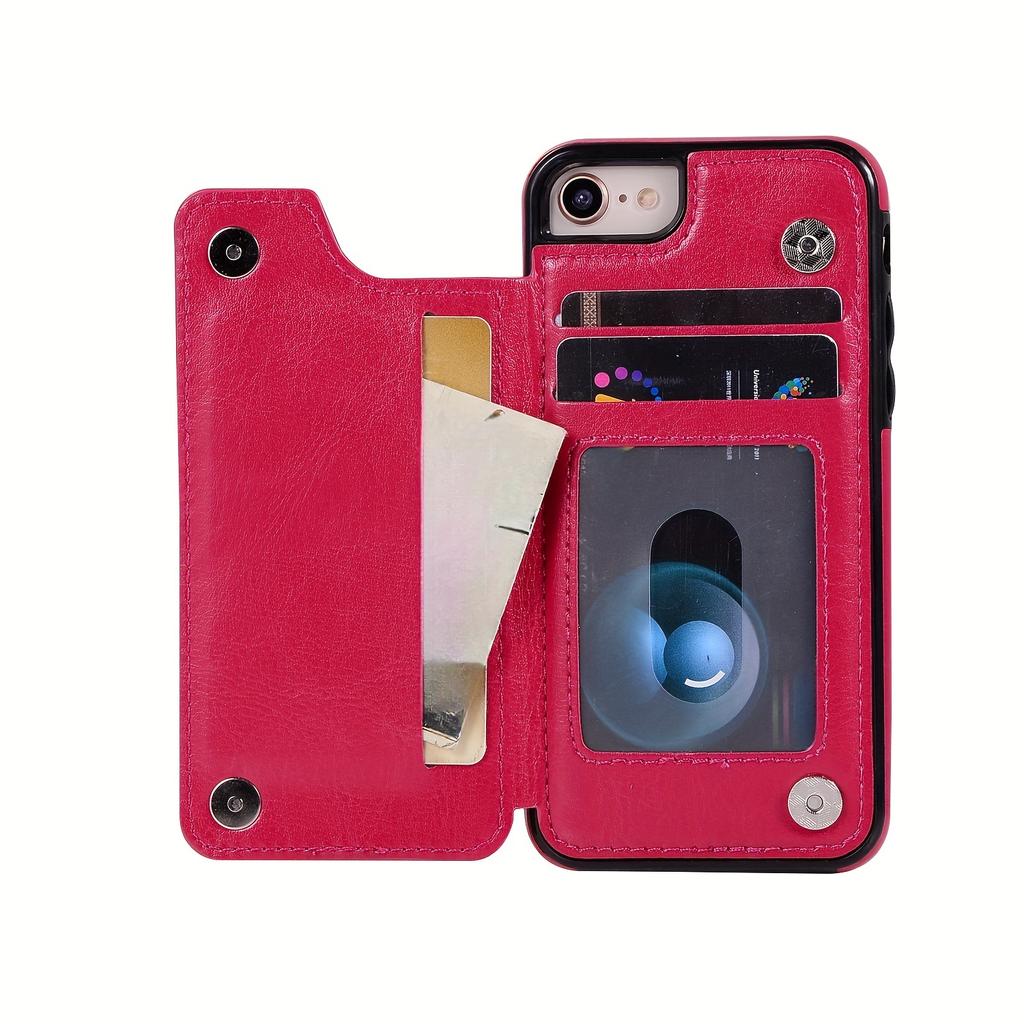Чехол для телефона-кошелька с держателем для карт, чехол с подставкой для карт из искусственной кожи, двойной магнитной застежкой и прочным противоударным чехлом, для IPhone