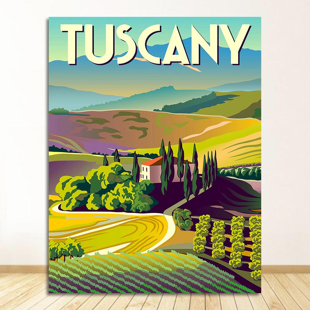 Italy Rome Capri Tuscany Retro Posters and Prints Travel Cities Landscape Wall Art Picture Bedroom Hd Print Vintage Art Painting