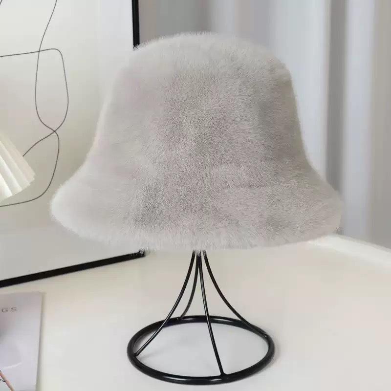 Thickened Faux Mink Fur Mongolian Bucket Hat with Ear Protection for Autumn & Winter