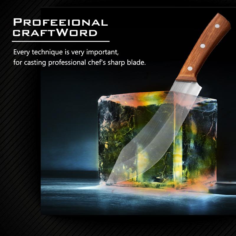 7-дюймовый нож шеф-повара, нож из нержавеющей стали, нож для овощей, мяса, нож для нарезки, острый кухонный нож, удобная ручка
