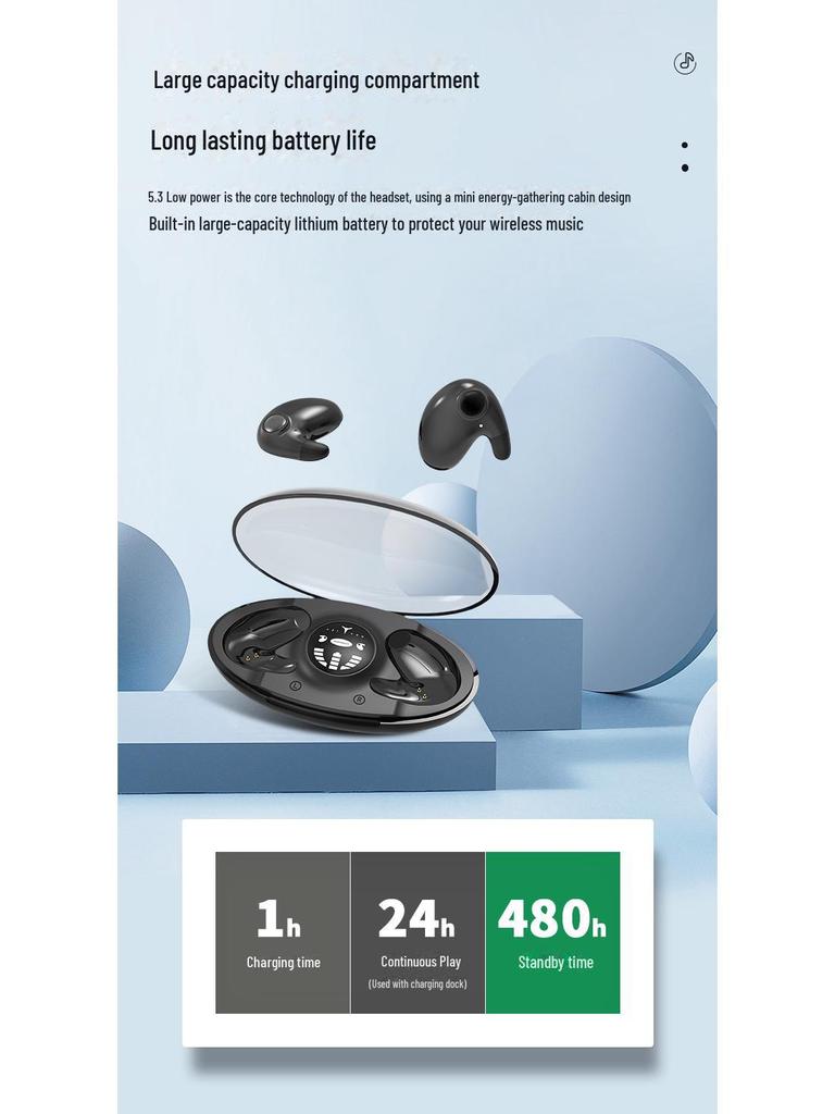 Беспроводная Bluetooth-гарнитура MD538 5.3: Двойное ухо, шумоподавление, комфорт для сна и звонков