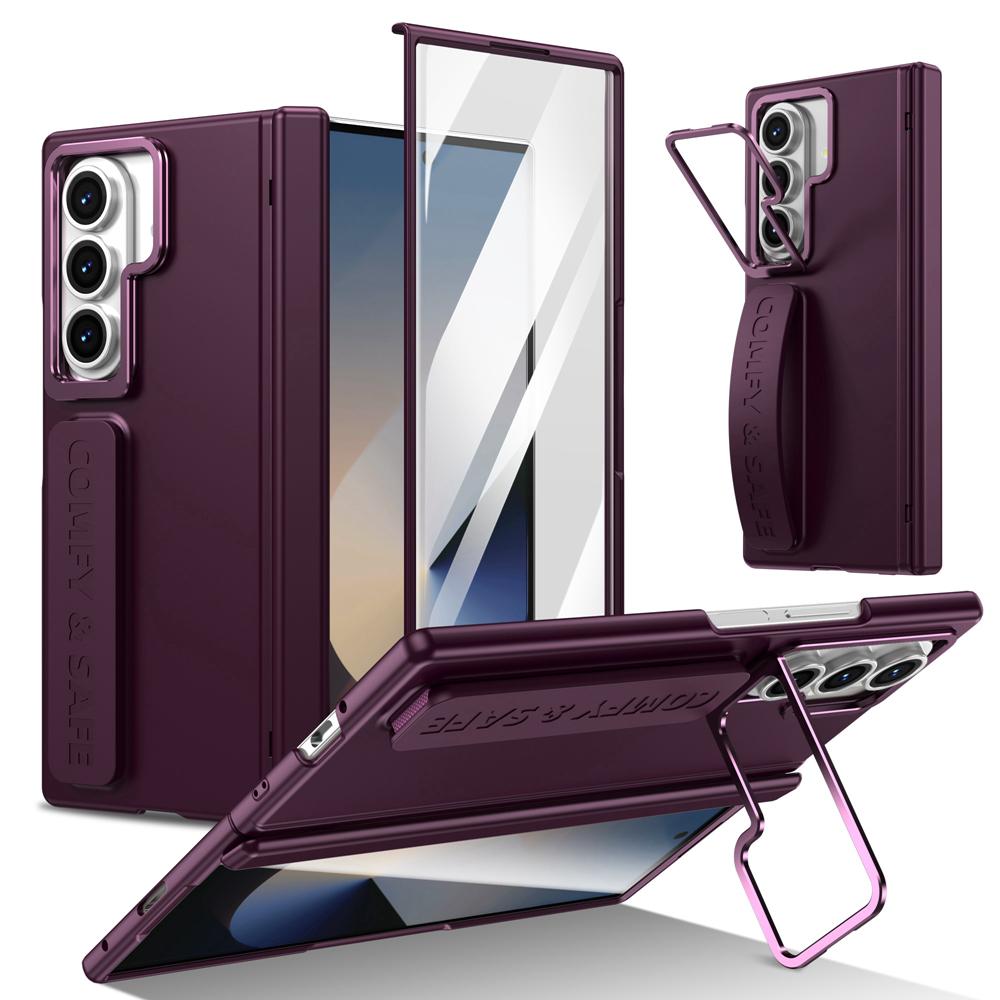 KEYSION Чехол-браслет для телефона Samsung Galaxy Z Fold 7 6 5 4 3 с подставкой, ударопрочная крышка из твердого ПК с защитой экрана для шарнира