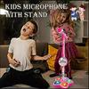 Мультяшный розовый детский игрушечный микрофон со стойкой и подключением MP3