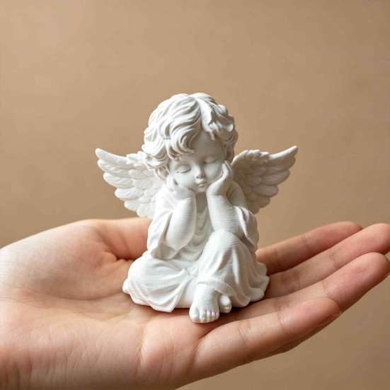 Статуэтка ангела, держащего подбородок, 3D-печать, ретро-фигурка, статуэтка-хранитель, крылатая фигурка, матовая белая скульптура для декора дома, офисного стола