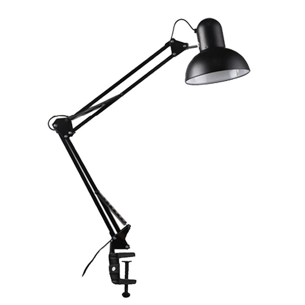 Светодиодная настольная лампа, металлический поворотный рычаг, подпружиненная регулируемая лампа для чтения для спальни, ночник с C-образным зажимом, лампа E27 в комплект не входит