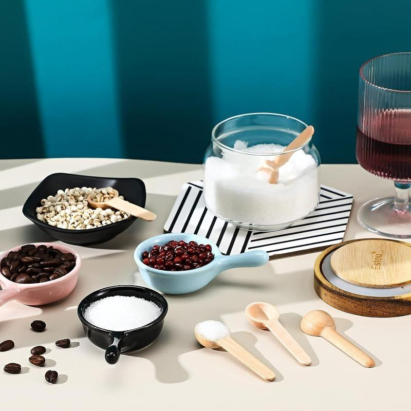 10/30 шт. Мини деревянные ложки с круглой головкой для кофе, меда, чая, ложка для кухни из натурального дерева, сахара, соли, приправ, многоразовая посуда