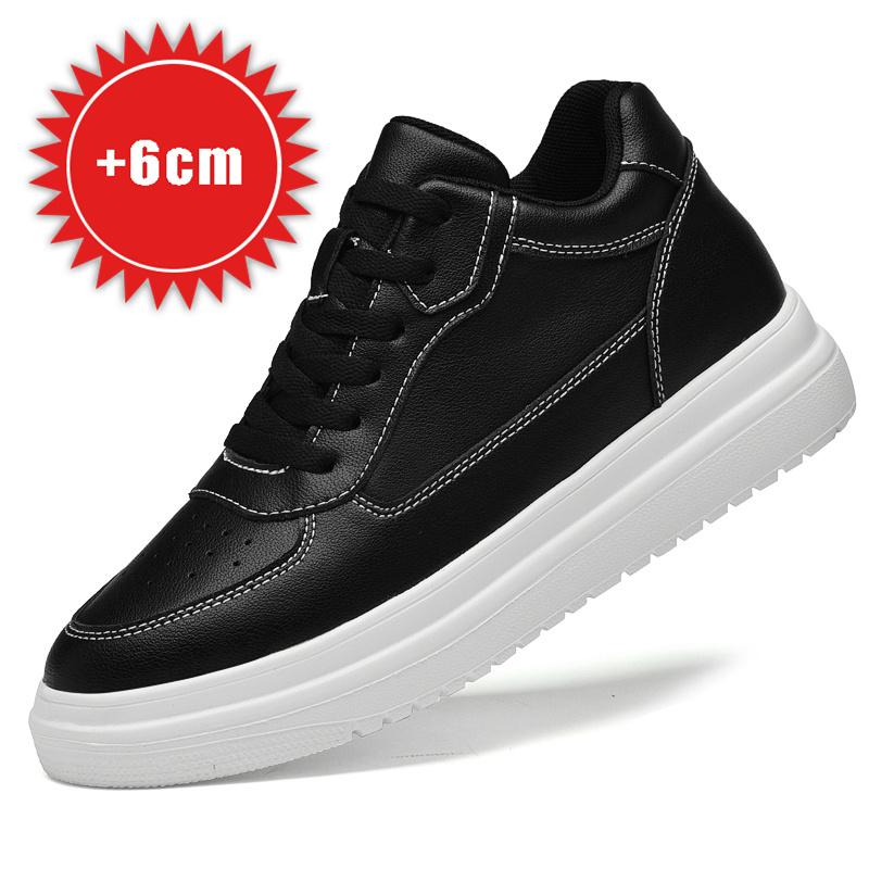 New Height Increasing Shoes for Men 6 8 10cm Invisible Elevator Sneakers White Leathe Sport Zapatillas De Hombre Big Size 46