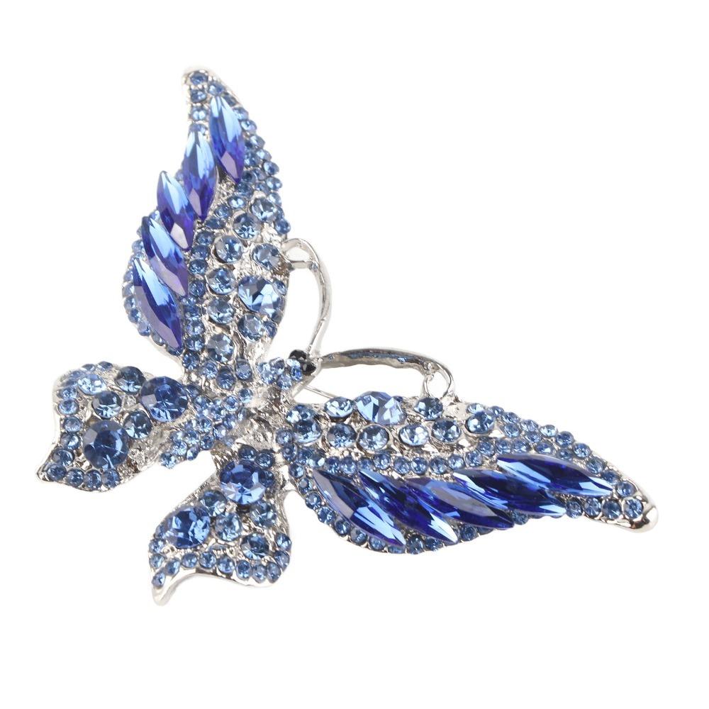 2pcs Exquisite Design Crystal Rhinestone Brooch Butterfly Corsages Brooch For Women