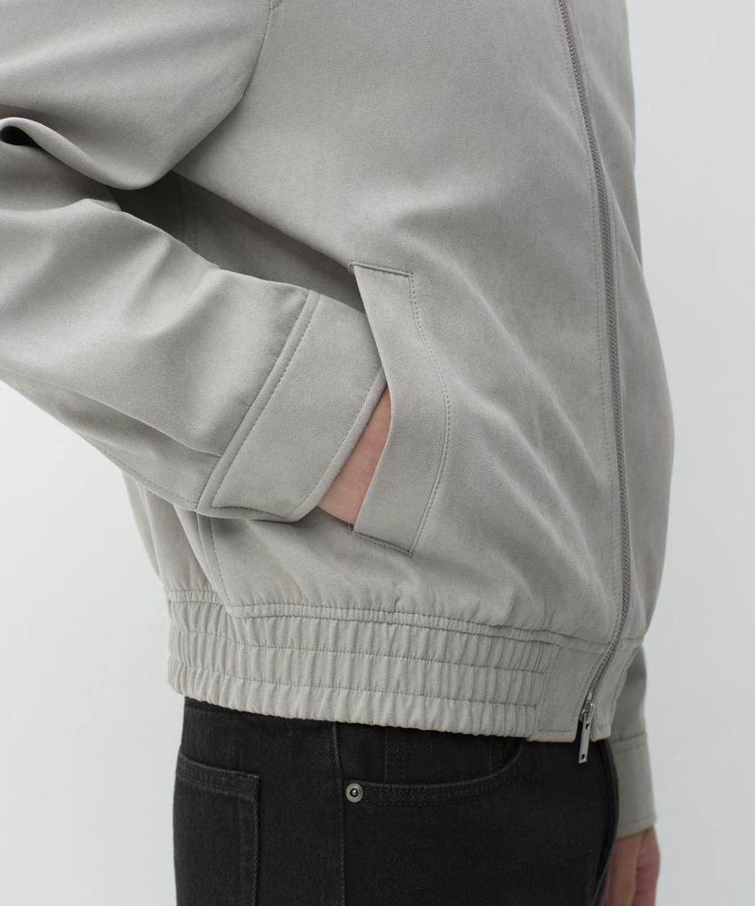 MUSINSA STANDARD Synthetic Suede Minimal Blouson Jacket [Light Grey]