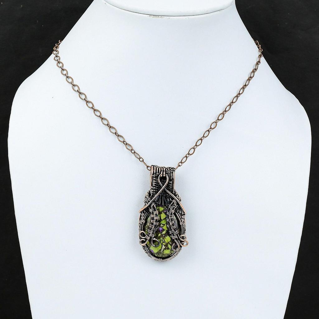 Подвеска из медного стихтита, подвеска из медной проволоки с драгоценным камнем, ювелирное изделие ручной работы, совершенно новая подвеска, медные украшения для подарка, подвеска из проволоки