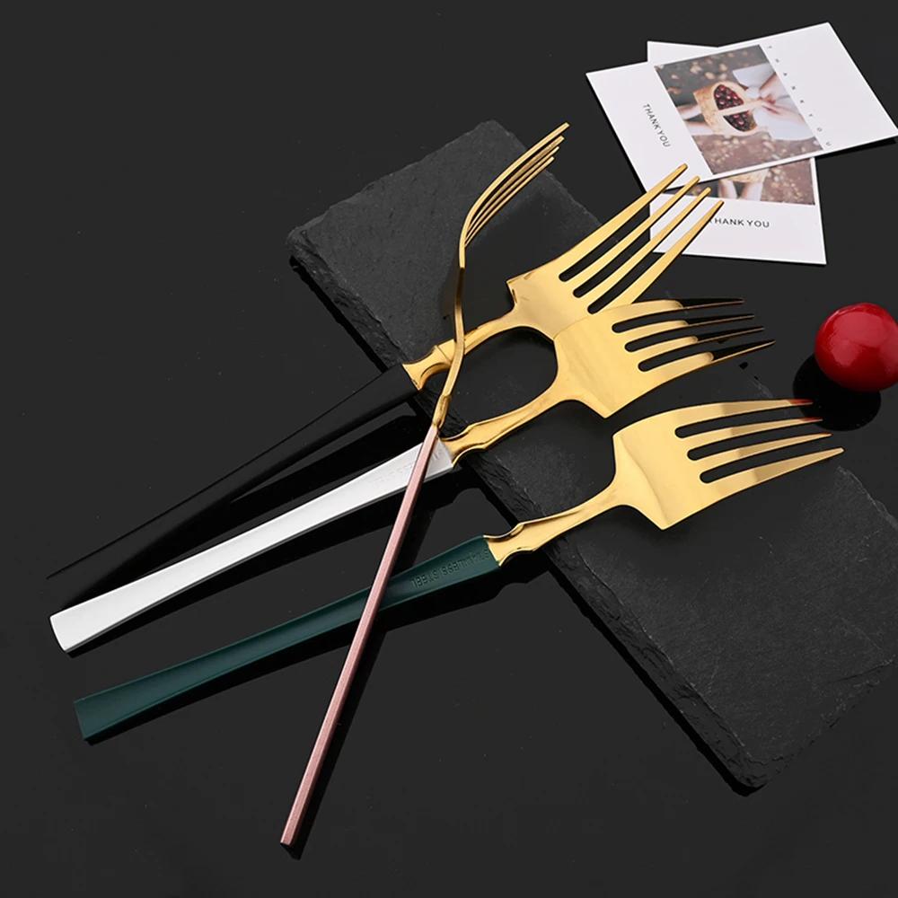 6 шт. зеркальные столовые вилки столовые приборы черные вилки из нержавеющей стали столовые приборы кухонное столовое серебро западная столовая посуда набор вилок для ресторана