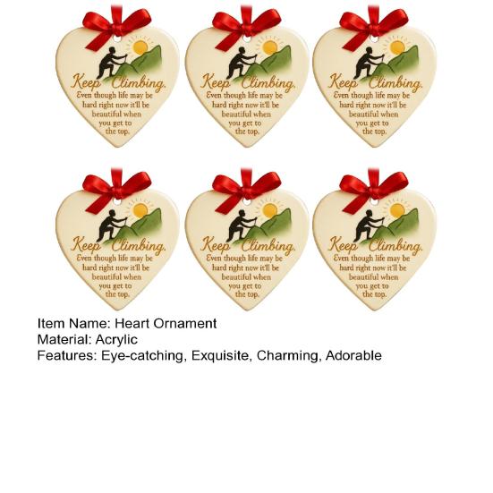 Keep Climbing Heart Ornament Inspirational Heart-Shaped Rock Climb Hanging Ornament for