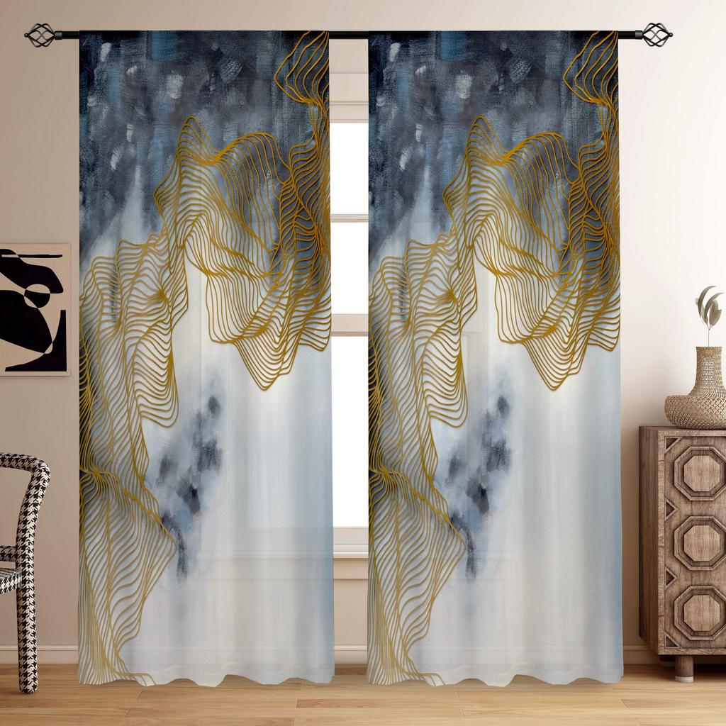 2pcs Marble Pattern Curtains Decorative Window Drape Window Treatments For Bedroom Living Room Home Decoration Room Decoration
