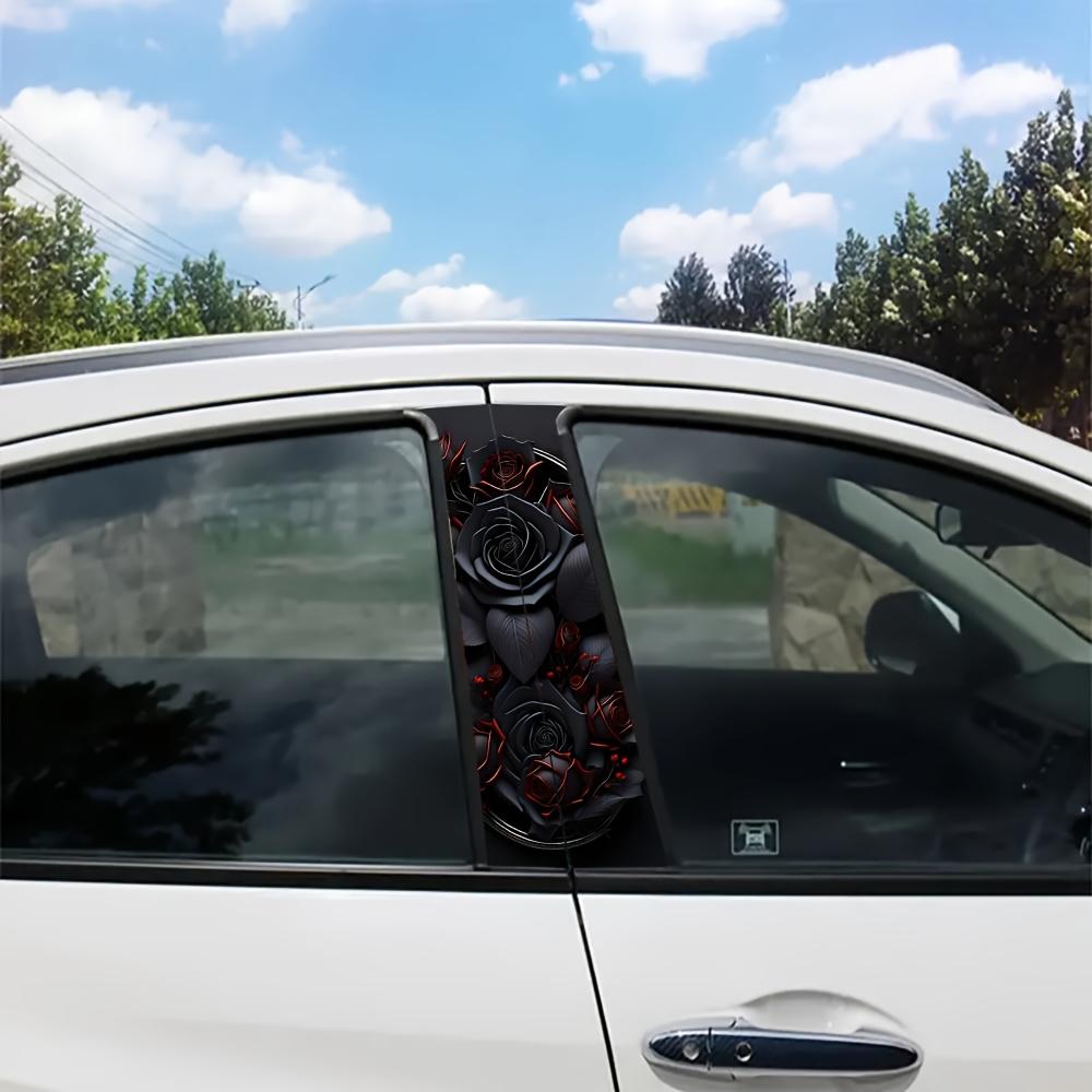 Набор из 2 черных наклеек на B-стойку автомобиля с тематикой розы Прочный материал Pooh Легко наносятся и водостойкие