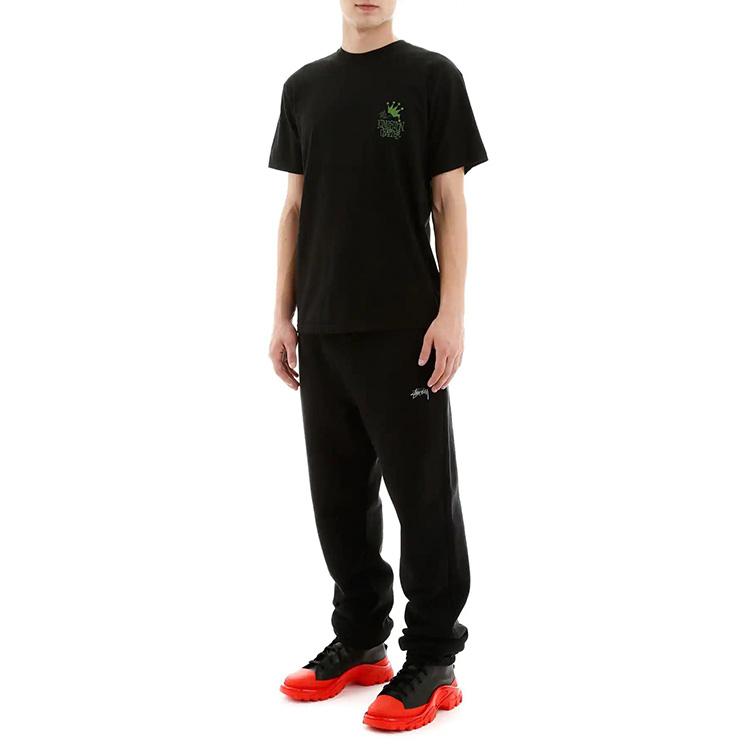 Stussy Kingston Футболка Королевский Парад Короткий Рукав Американский Винтаж Футболка Унисекс Топы Черный 1904440-black