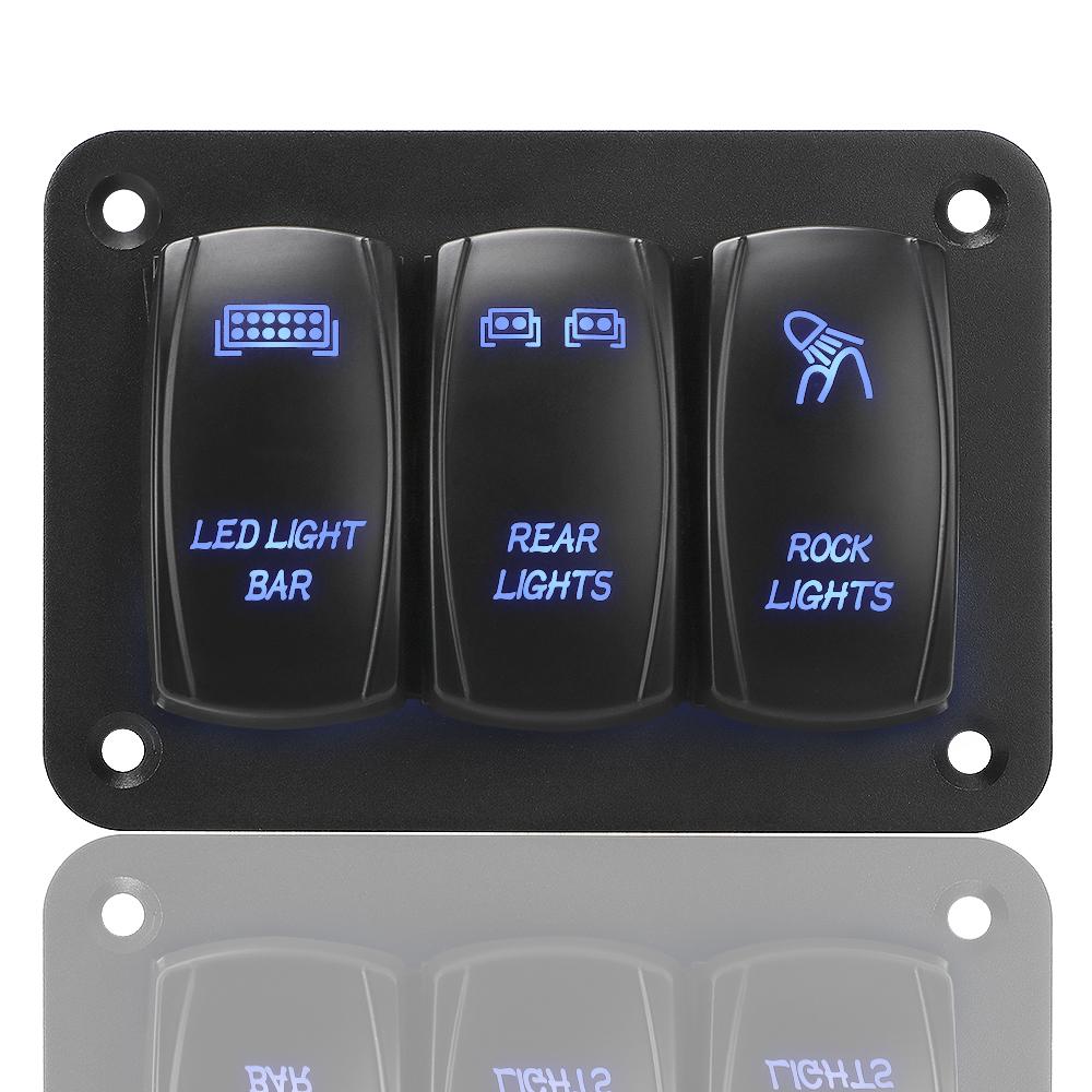 Для авто, морского ATV UTV, тумблер, панель управления, светодиодный светильник, 3 группы, кулисный переключатель, панель 12 В, 24 В, вкл./выкл., IP65, водонепроницаемый