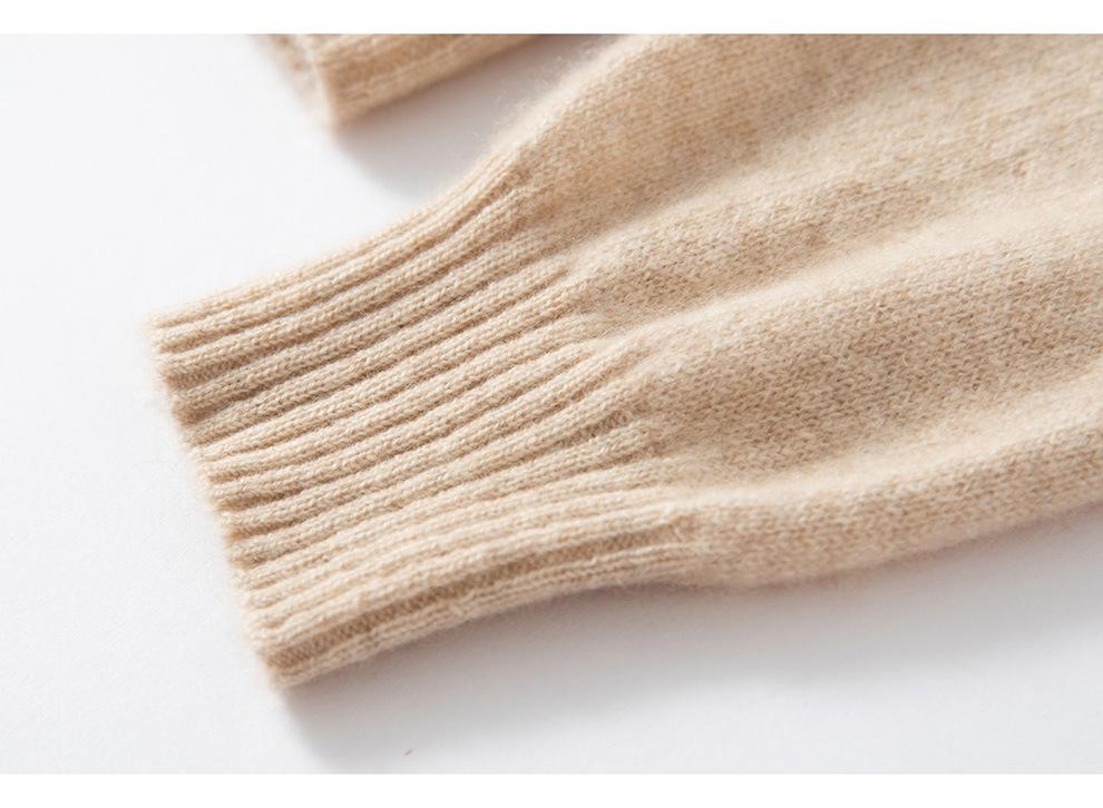 Women's 100% Pure Cashmere Round Neck Cardigan – Autumn/Winter Age-Reducing Knitwear