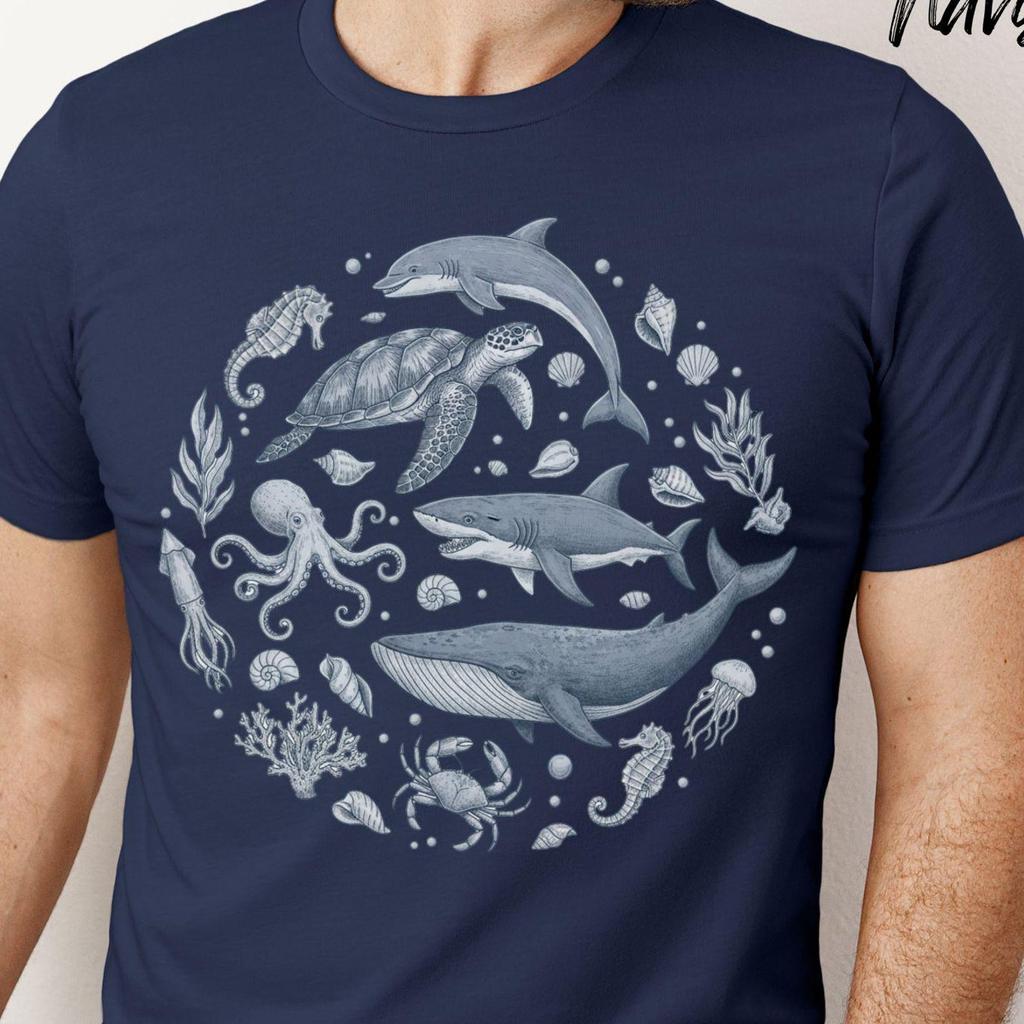 Vintage Tattoo Sea Life T-Shirt and kids tshirt, Retro Ocean Tee, Beach Lover Gift, Marine Life Shirt and kids tshirt, Nature Shirt and kids tshirt