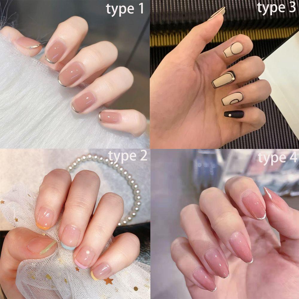 24pcs/Box Artificial Full Cover Nail Tips Wearable Ballerina False Nails Press On Nails French Style