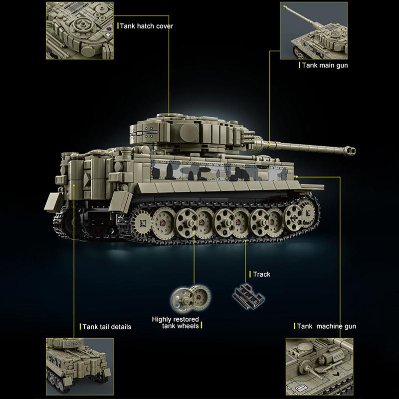 Военный Танк Тигр WW2 Строительные Блоки Технические Армейское Оружие Основной Боевой Танк Солдаты Moc Кирпичи Игрушки Для Детей Подарок