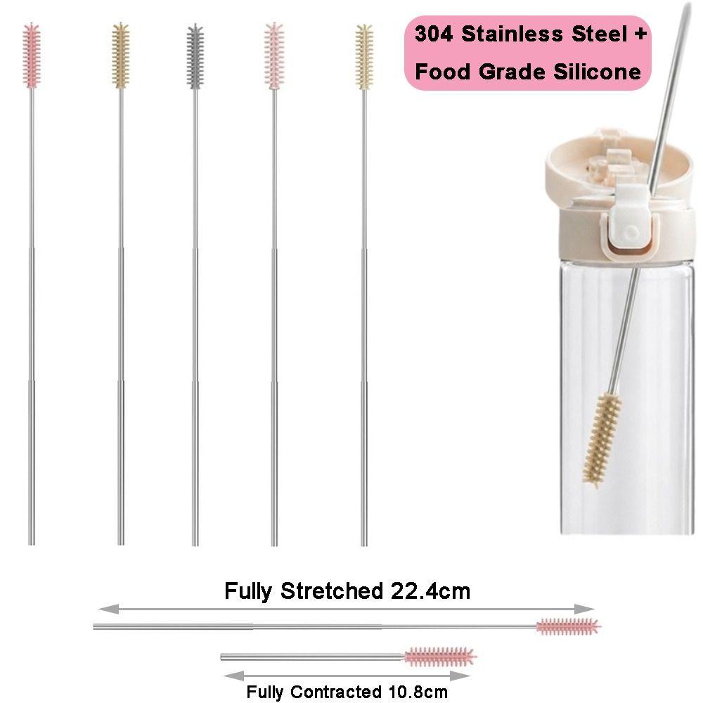 Heat Resistant Silicone Straw Brush 304 Stainless Steel Tube Cleaner Straw Maintenance