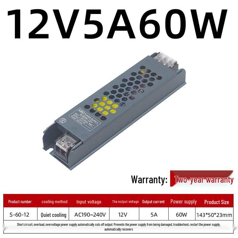 Ультратонкий светодиодный блок питания для светодиодных лент: Бесшумный трансформатор 220 В в 24 В/12 В для рекламных дисплеев.