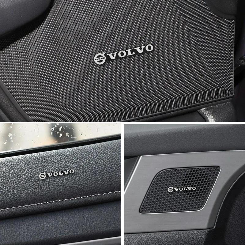 AABBJ1 Наклейки-декорации динамиков салона Volvo, 4 шт. Металлические эмблемы-логотипы для XC60 XC90 S60 S90 V60 V90, Аксессуары для отделки аудиосистемы автомобиля