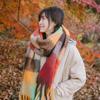Rainbow Colorful Tassel Scarf Ladies Chic Trend Women'S Scarves Imitation Cashmere Plaid Muffler Warm Thick Female Wrap
