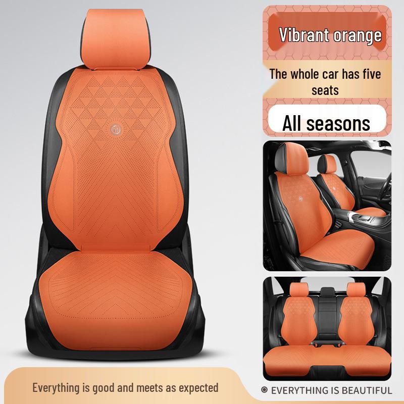 Универсальный замшевый комплект подушек для автомобильного сиденья - Всесезонный, Трехкомпонентный, Готовый к лету, Тонкая подушка с поясничной поддержкой.