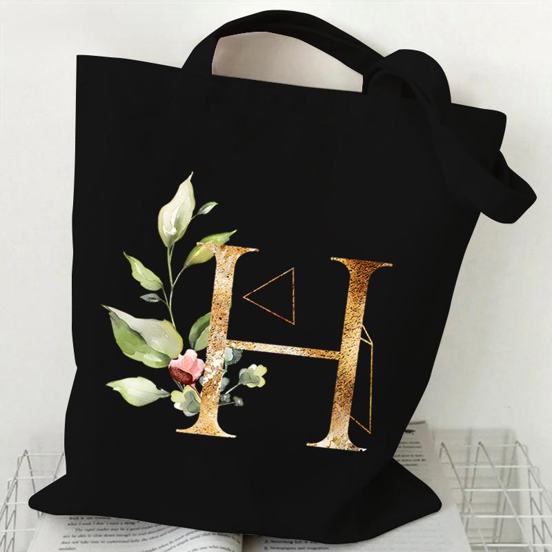 Сумка из холста с принтом, женская сумка на плечо, модная женская сумка с цветочным принтом и буквами, сумка-тоут с буквами алфавита
