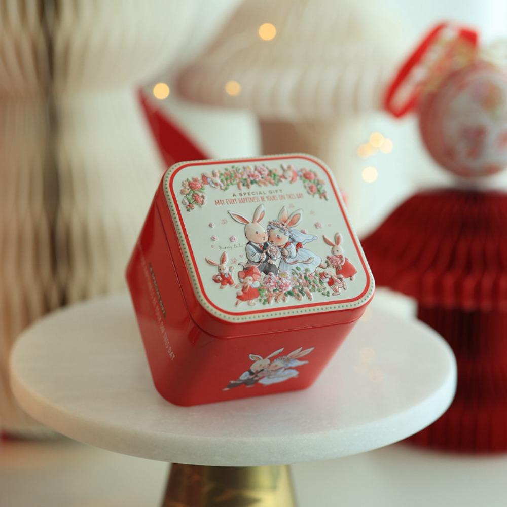 Тиснение Печать Пасхальный Кролик Жесть Жестяные Банки для Пасхальных Подарков Пасхальная Конфетница Свадебный Подарок