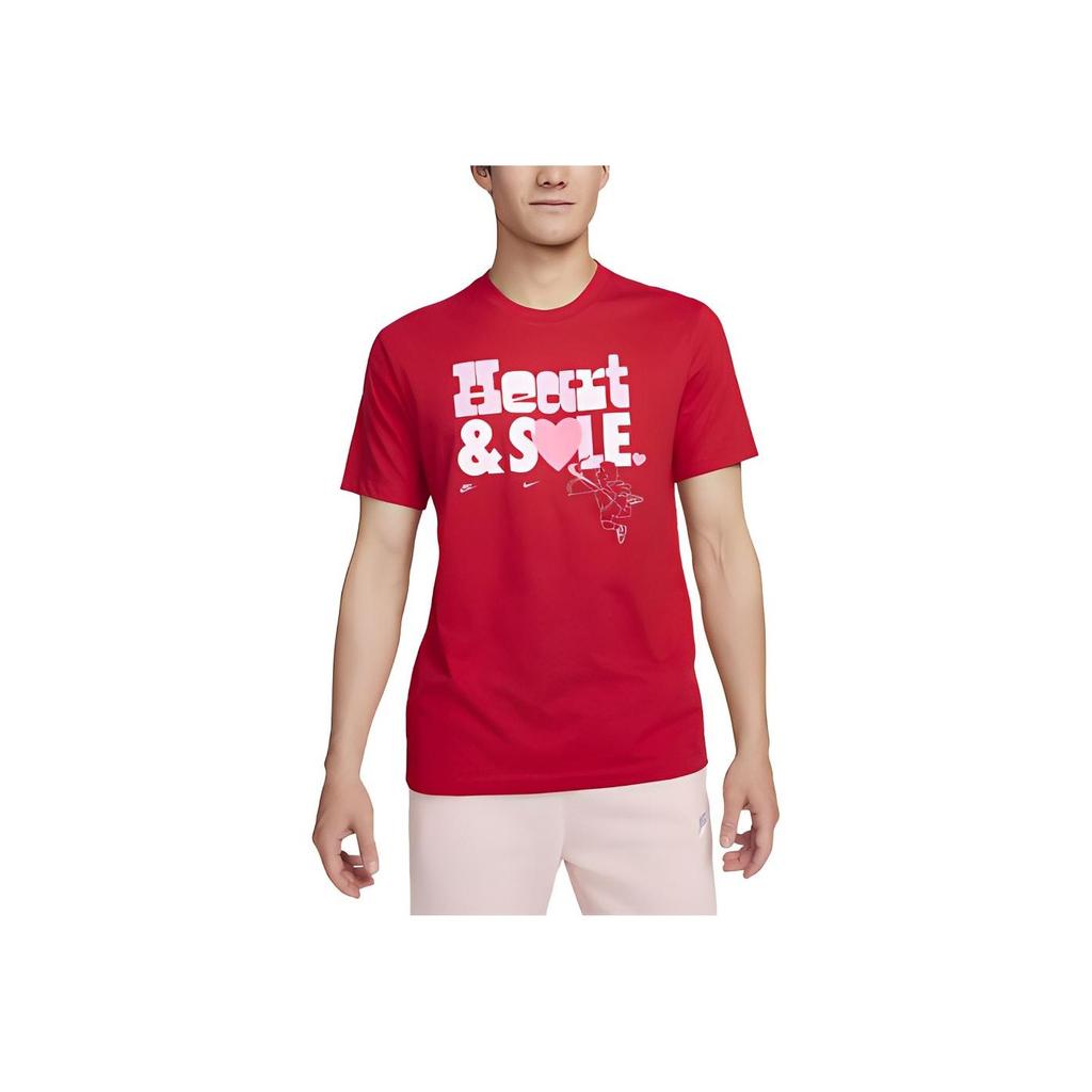 Nike Футболка с коротким рукавом и круглым вырезом, мужская, с принтом в виде букв, красная FQ3780-657