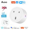 Tuya Wifi Smart Plug 20a Uk Mini Smart Socket Power Monitor Outlet Timing Voice App Remote Control Works With Google Home Alexa