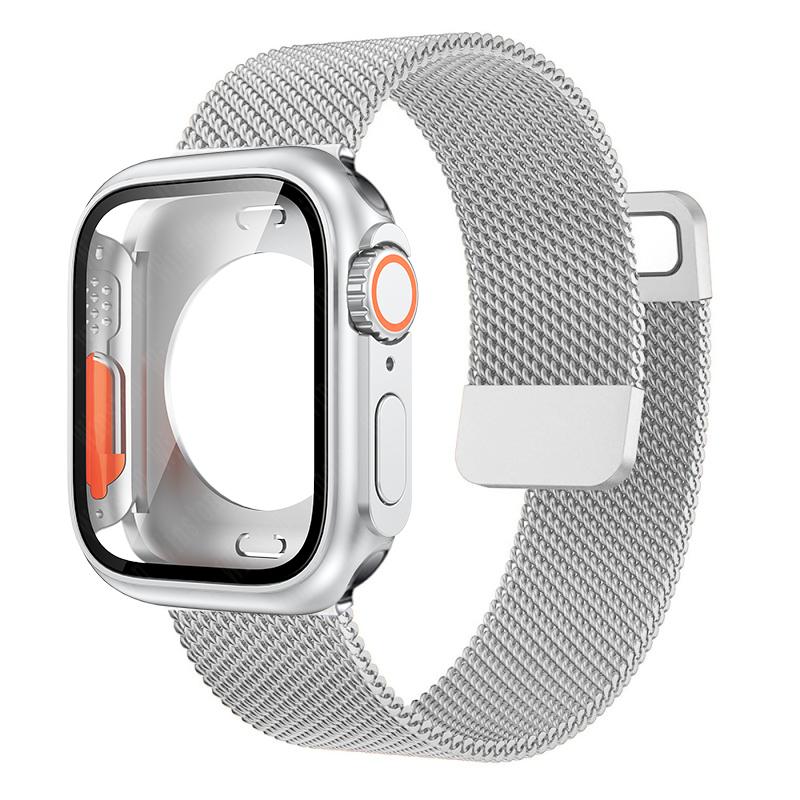 2 в 1 Обновление до Ультра Чехол Магнитный Ремешок Петля Для Apple Watch 9 8 7 45 мм 41 мм Полная Защита Для iWatch 6 5 SE 3 2 44 мм 40 мм Чехол для часов