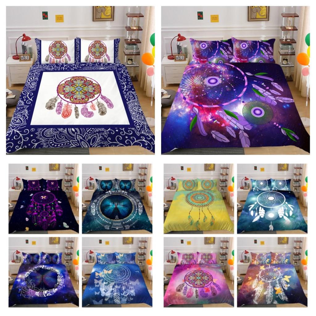 Home Bedding Set Dream Catcher Printing Bed Set Feather Duvet Cover Set Highend Polyester Quilt Cover Children Single Size Bed Cover