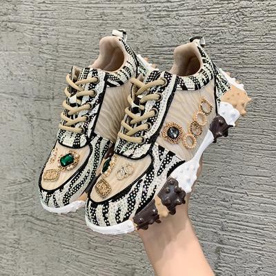 Модная женская обувь Стразы Женские кроссовки Бриллиантовые Дышащие Роскошные Дизайнерские Повседневные Толстая подошва Папины кроссовки Zapatos Mujer 2024