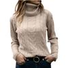 Womens' Turtleneck Long Sleeve Cable Knit Sweaters  Autumn Winter Women High Neck Knit Loose Tops Pullover Knitwear Sweater