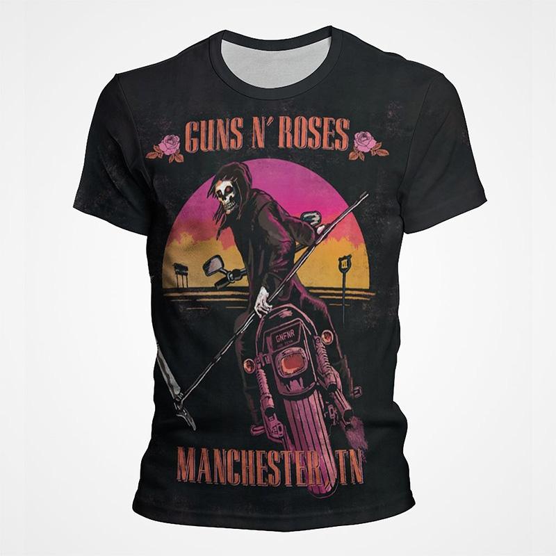 Футболка Guns N Roses с черепом для мужчин и женщин, футболки в стиле хип-хоп, панк, хард-рок, уличная одежда, летние популярные винтажные повседневные футболки с короткими рукавами