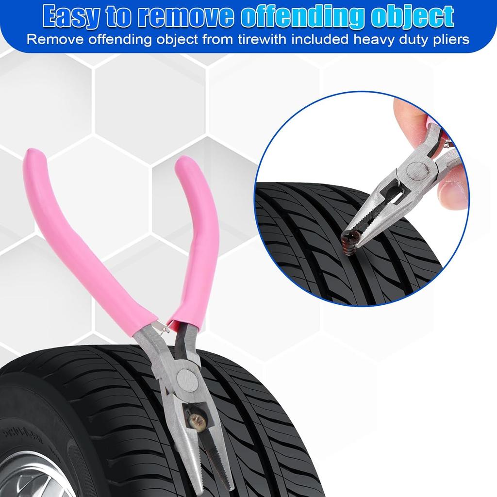29PCS Fix A Flat Tire Repair Rubber Nail Kit,Car Emergency Plugs Kit,Self-Service Quick Puncture Repair Tools,Suitable For Car Motorcycle Truck